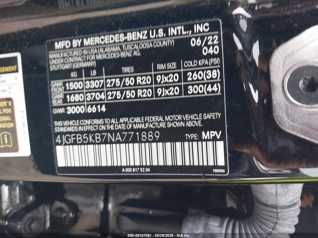 4JGFB5KB7NA771889 2022 MERCEDES-BENZ GLE 450 photo no. 9
