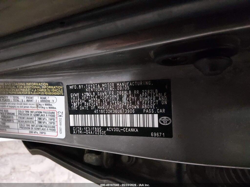 4T1BE32K36U673906 2006 TOYOTA CAMRY photo no. 9