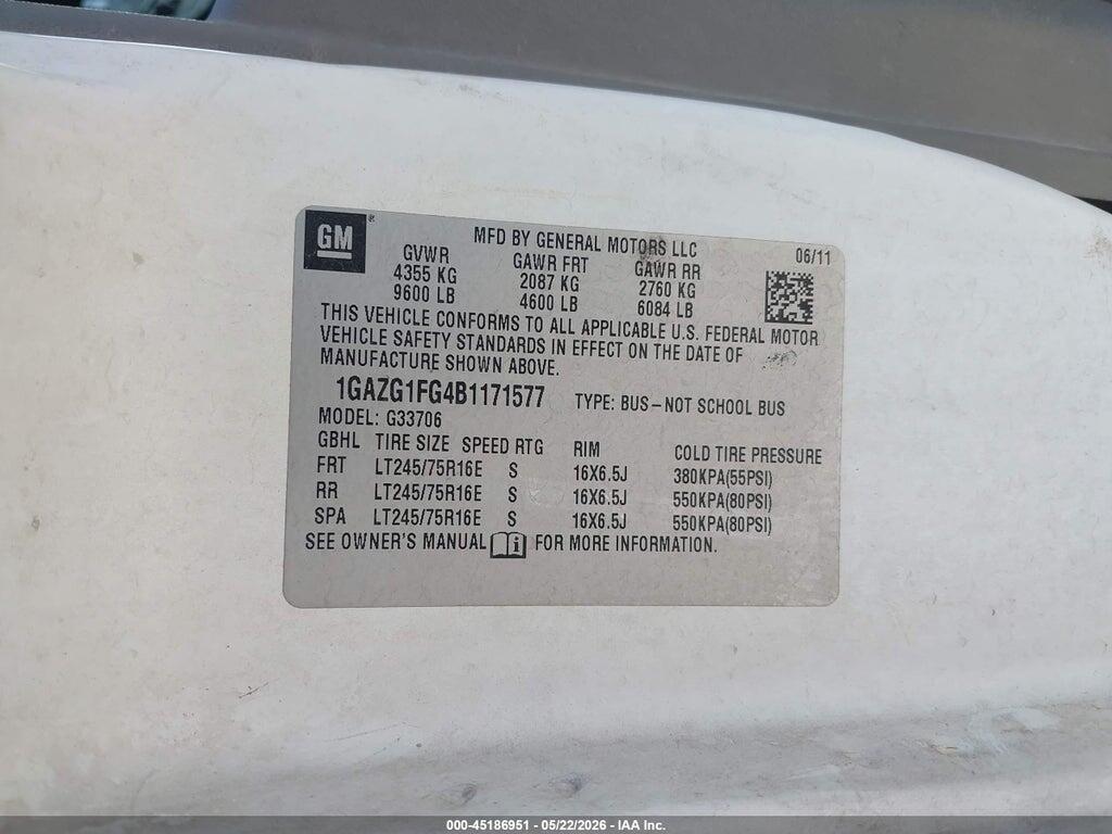 1GAZG1FG4B1171577 2011 CHEVROLET EXPRESS 3500 photo no. 9
