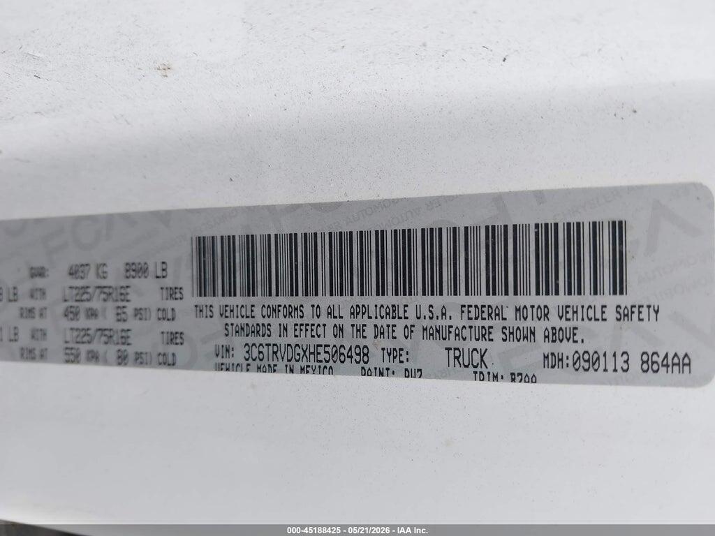 3C6TRVDGXHE506498 2017 RAM PROMASTER 2500 photo no. 9