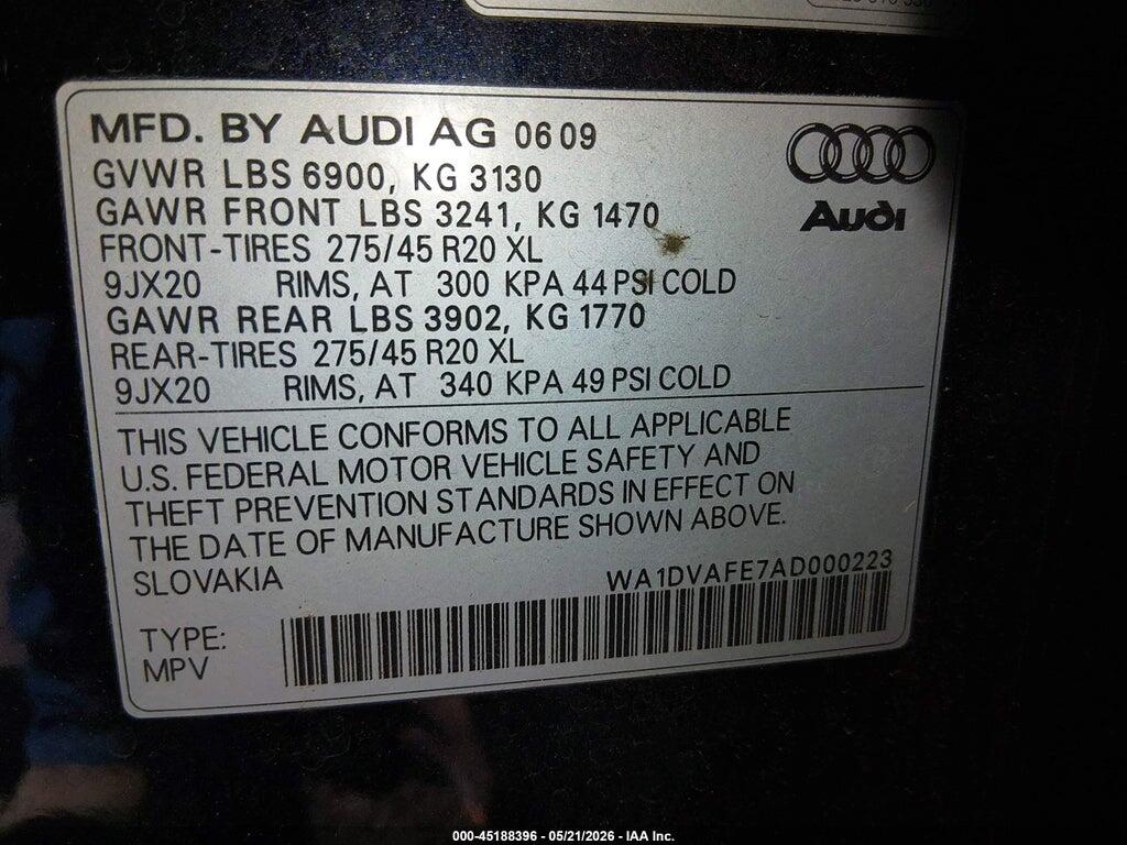 WA1DVAFE7AD000223 2010 AUDI Q7 photo no. 9
