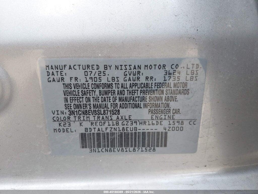 3N1CN8EV8SL871528 2025 NISSAN VERSA photo no. 9
