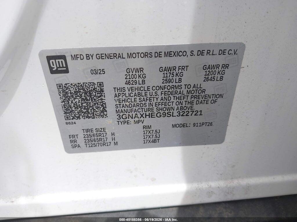 3GNAXHEG9SL322721 2025 CHEVROLET EQUINOX photo no. 9