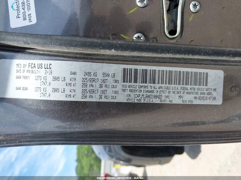 1C4PJMLB0KD108422 2019 JEEP CHEROKEE photo no. 9
