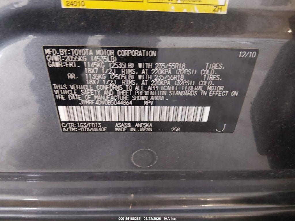 JTMRF4DV0B5044864 2011 TOYOTA RAV4 photo no. 9