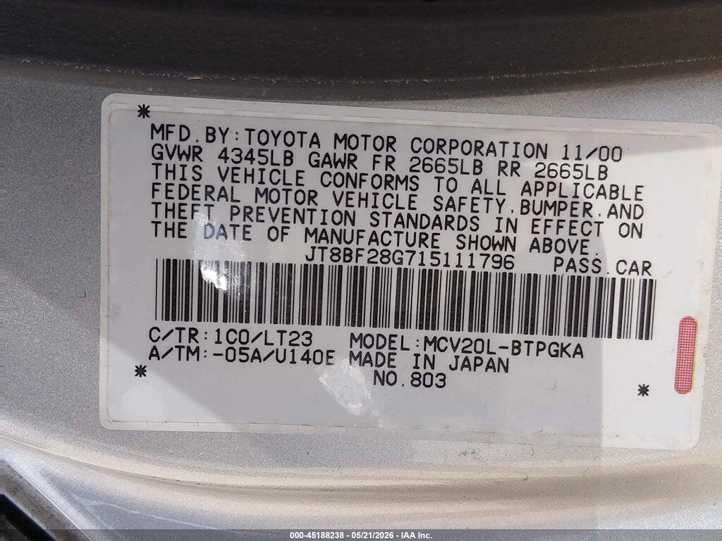 JT8BF28G715111796 2001 LEXUS ES 300 photo no. 9