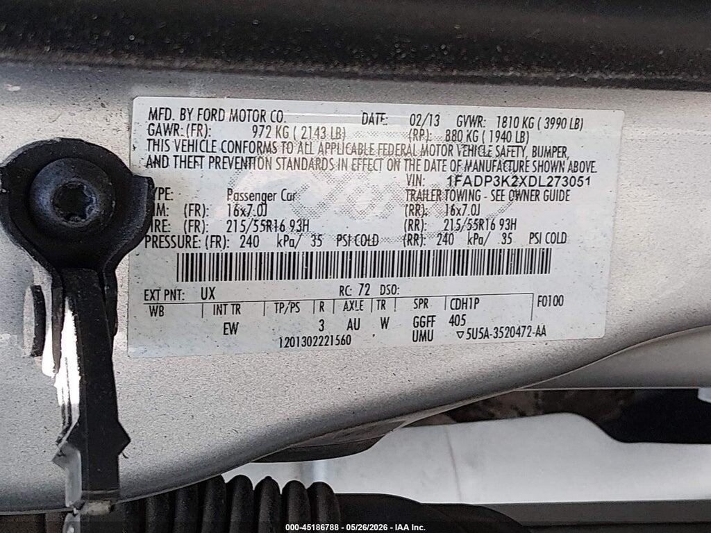 1FADP3K2XDL273051 2013 FORD FOCUS photo no. 9
