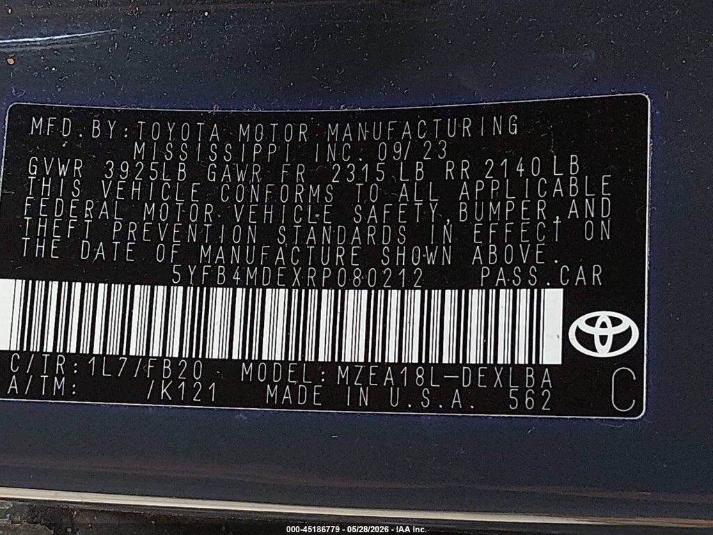 5YFB4MDEXRP080212 2024 TOYOTA COROLLA photo no. 9
