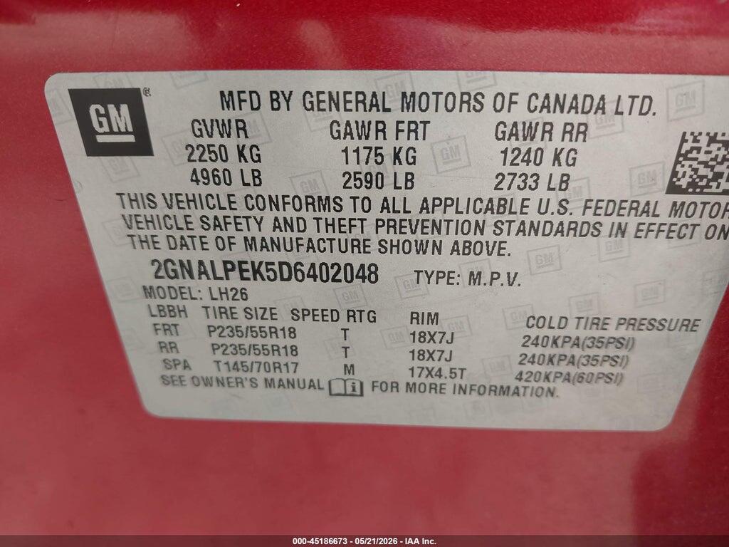 2GNALPEK5D6402048 2013 CHEVROLET EQUINOX photo no. 9
