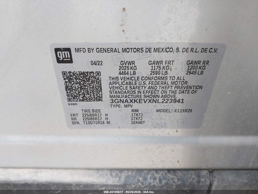 3GNAXKEVXNL223941 2022 CHEVROLET EQUINOX photo no. 9