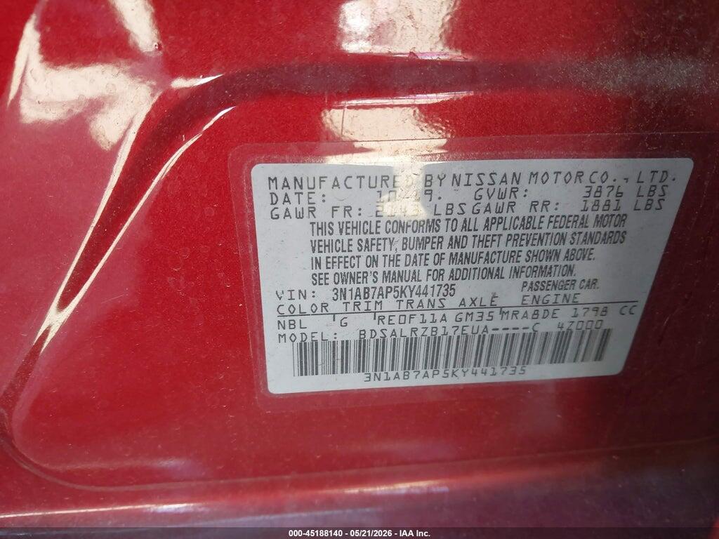 3N1AB7AP5KY441735 2019 NISSAN SENTRA photo no. 9