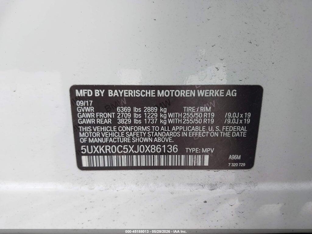5UXKR0C5XJ0X86136 2018 BMW X5 photo no. 9