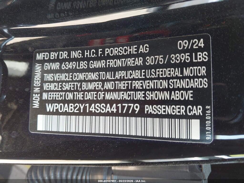 WP0AB2Y14SSA41779 2025 PORSCHE TAYCAN photo no. 9