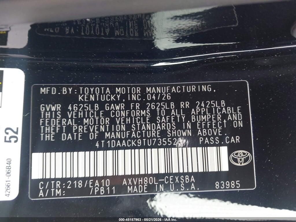 4T1DAACK9TU735523 2026 TOYOTA CAMRY photo no. 9
