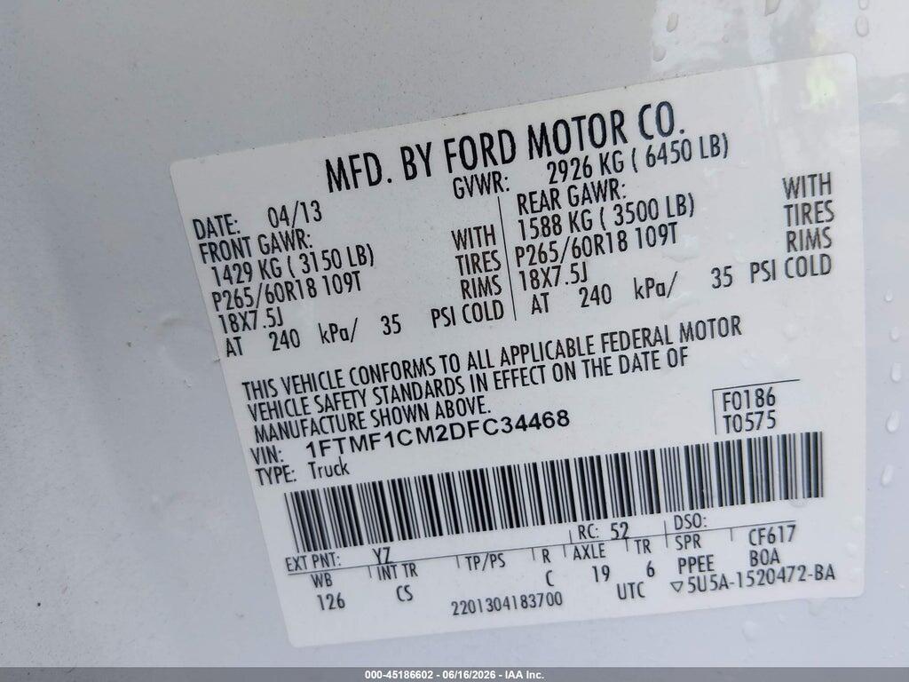 1FTMF1CM2DFC34468 2013 FORD F-150 photo no. 9