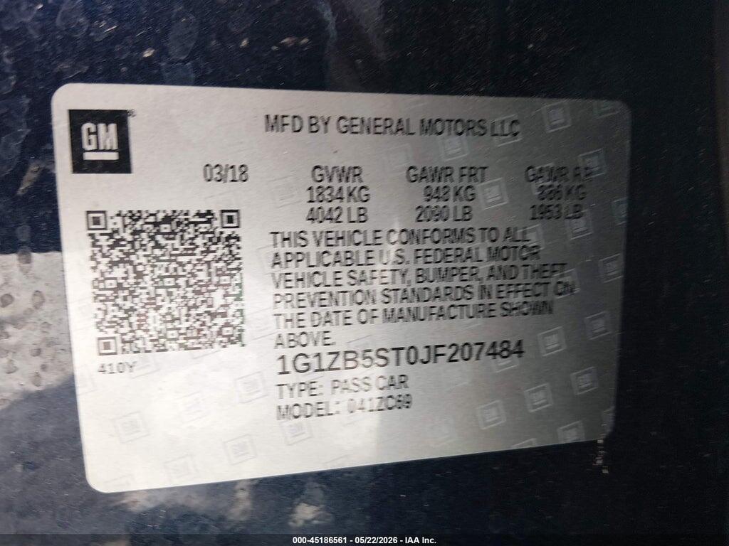 1G1ZB5ST0JF207484 2018 CHEVROLET MALIBU photo no. 9