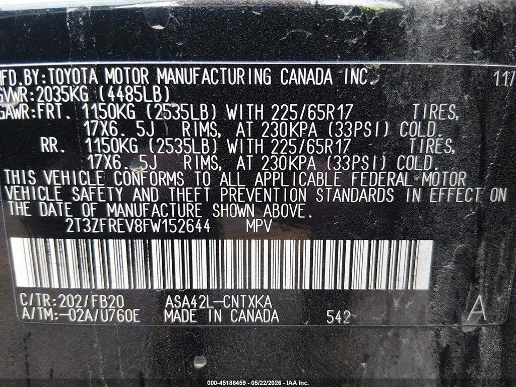 2T3ZFREV8FW152644 2015 TOYOTA RAV4 photo no. 9