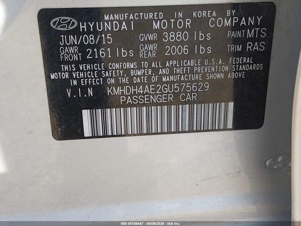 KMHDH4AE2GU575629 2016 HYUNDAI ELANTRA photo no. 9