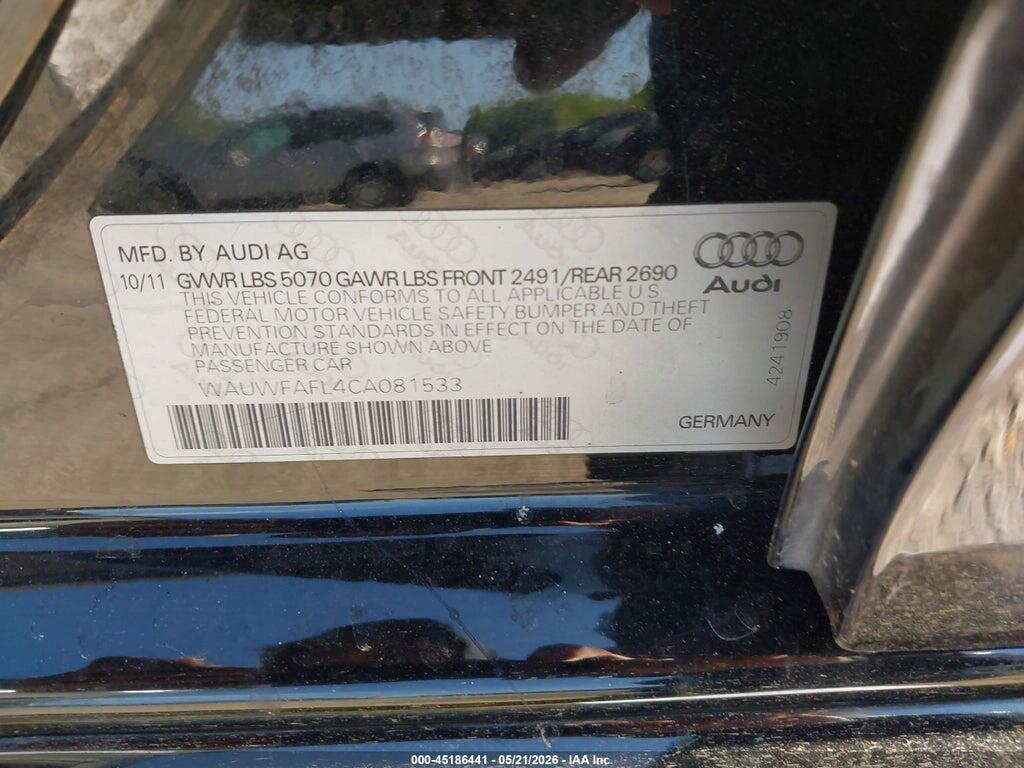 WAUWFAFL4CA081533 2012 AUDI A4 photo no. 9