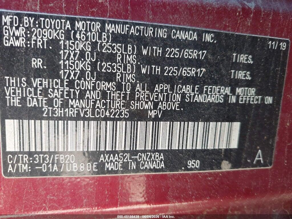 2T3H1RFV3LC042235 2020 TOYOTA RAV4 photo no. 9