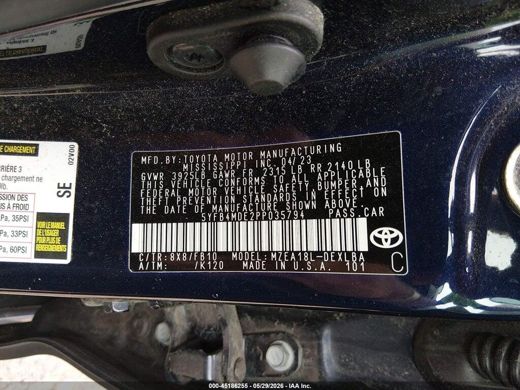 5YFB4MDE2PP035794 2023 TOYOTA COROLLA photo no. 9
