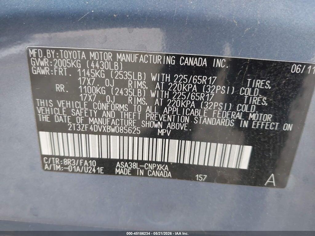2T3ZF4DVXBW085625 2011 TOYOTA RAV4 photo no. 9