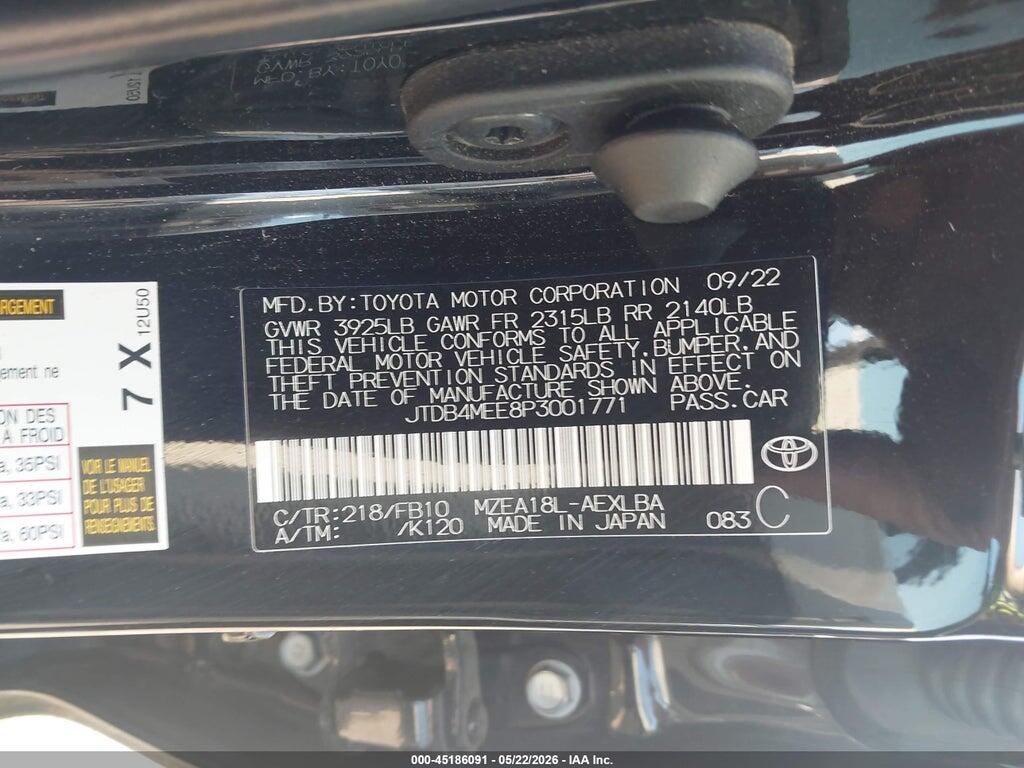 JTDB4MEE8P3001771 2023 TOYOTA COROLLA photo no. 9