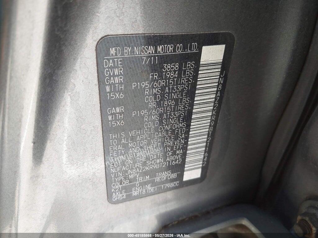 JN8AZ2KR9BT211642 2011 NISSAN CUBE photo no. 9