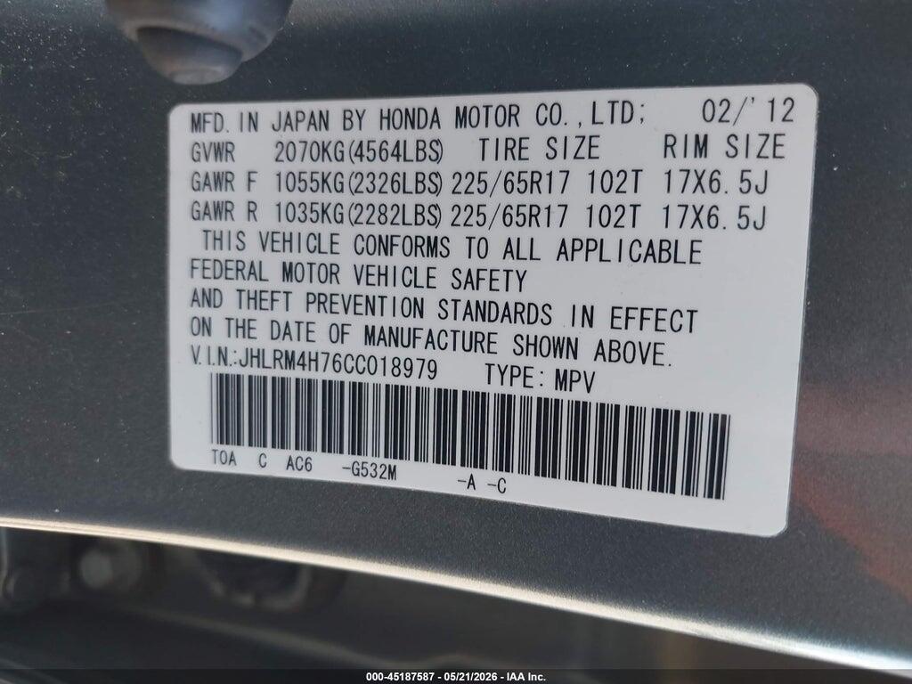 JHLRM4H76CC018979 2012 HONDA CR-V photo no. 9