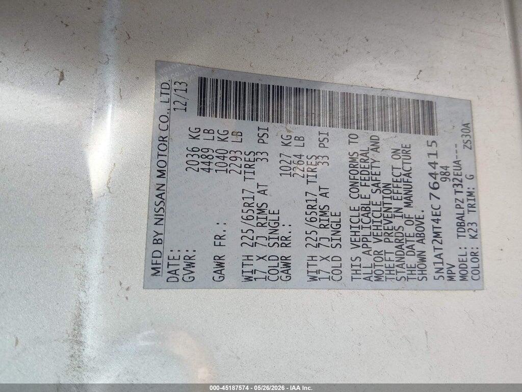 5N1AT2MT4EC764415 2014 NISSAN ROGUE photo no. 9