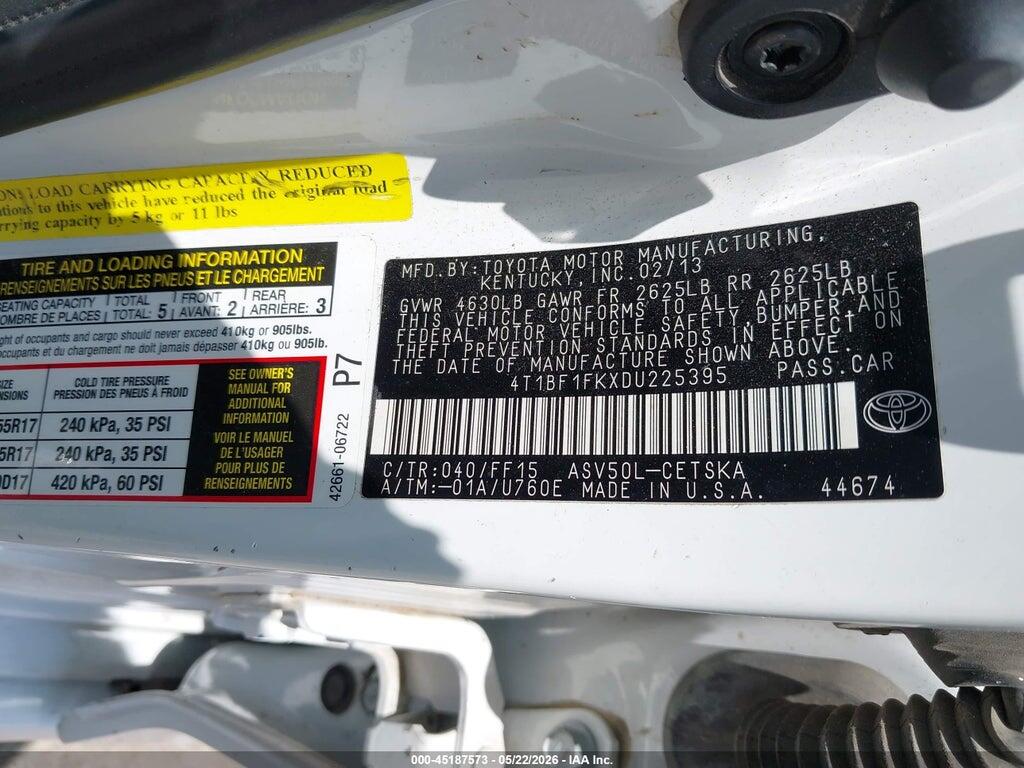 4T1BF1FKXDU225395 2013 TOYOTA CAMRY photo no. 9