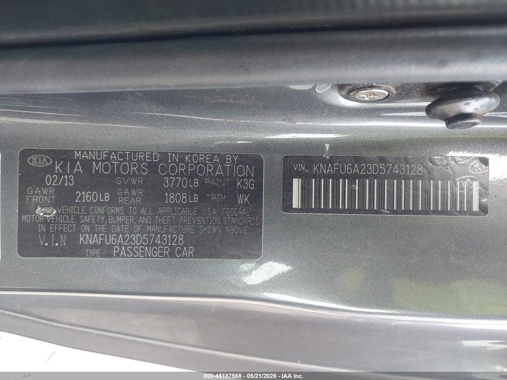 KNAFU6A23D5743128 2013 KIA FORTE KOUP photo no. 9