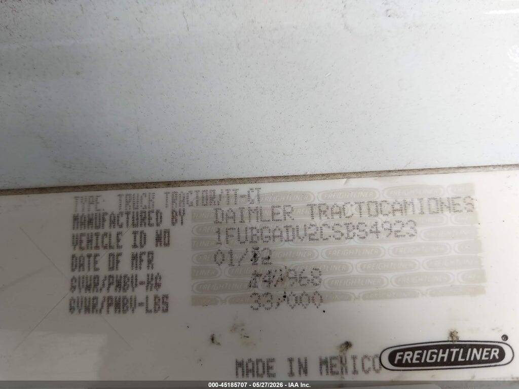 1FUBGADV2CSBS4923 2012 FREIGHTLINER CASCADIA 113 photo no. 8