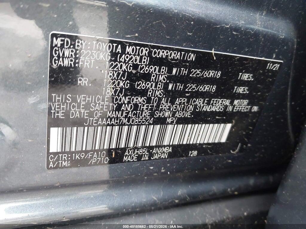 JTEAAAAH7MJ085524 2021 TOYOTA VENZA photo no. 9