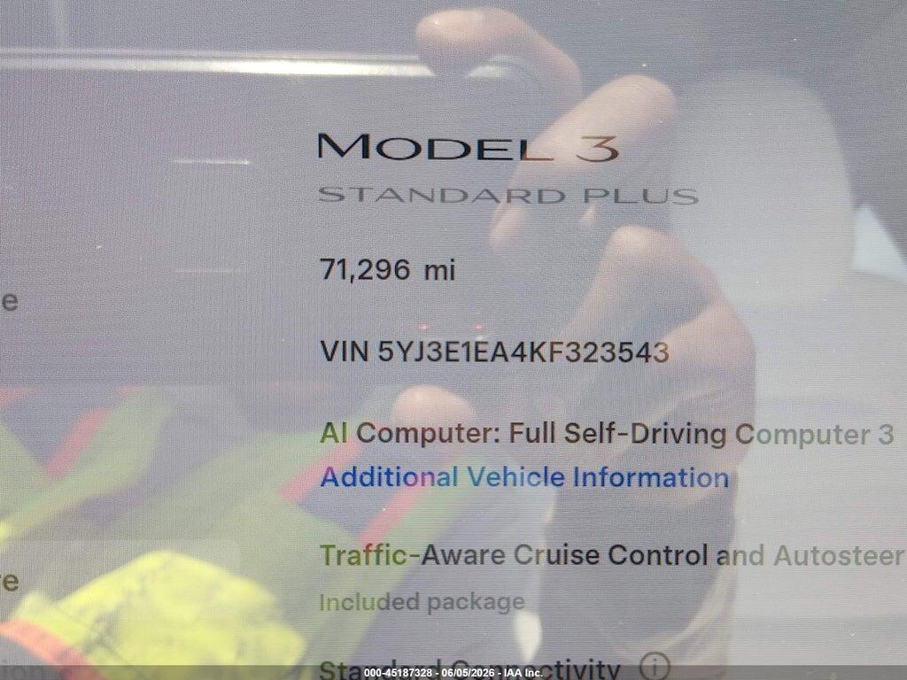 5YJ3E1EA4KF323543 2019 TESLA MODEL 3 photo no. 7