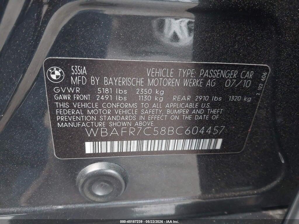 WBAFR7C58BC604457 2011 BMW 535I photo no. 9