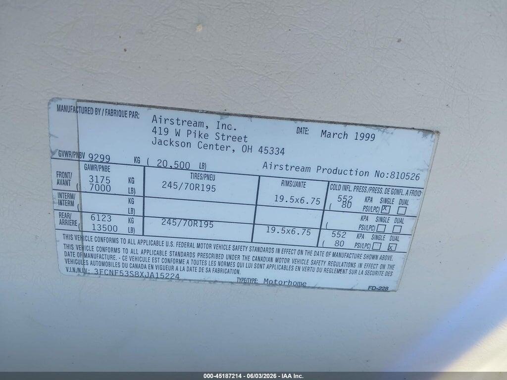 3FCNF53S8XJA15224 1999 FORD F550 photo no. 9