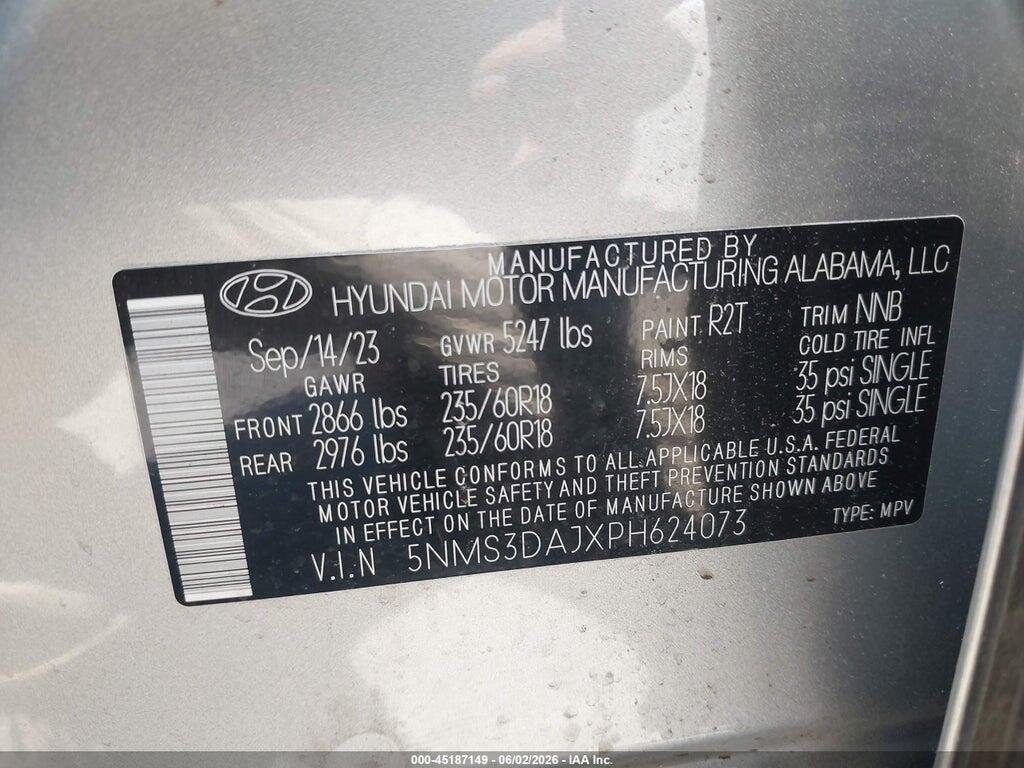 5NMS3DAJXPH624073 2023 HYUNDAI SANTA FE photo no. 9