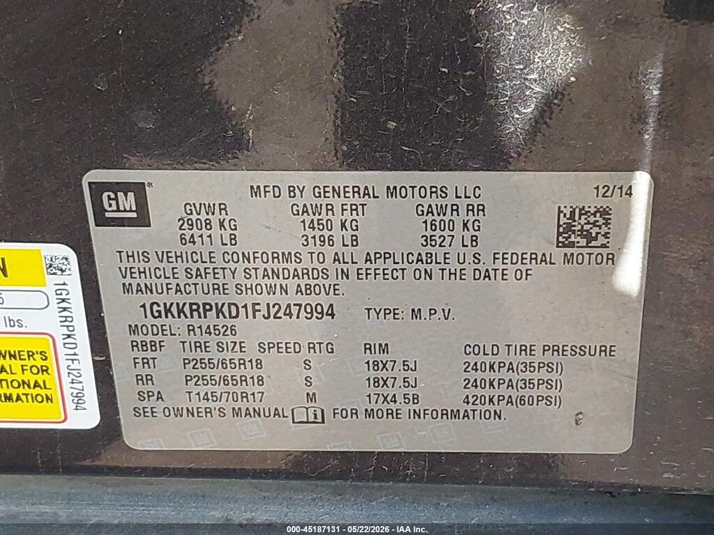 1GKKRPKD1FJ247994 2015 GMC ACADIA photo no. 9