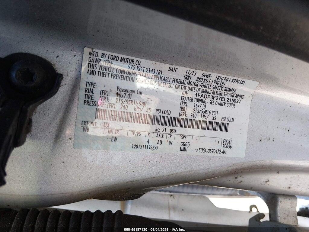 1FADP3F27EL215927 2014 FORD FOCUS photo no. 9