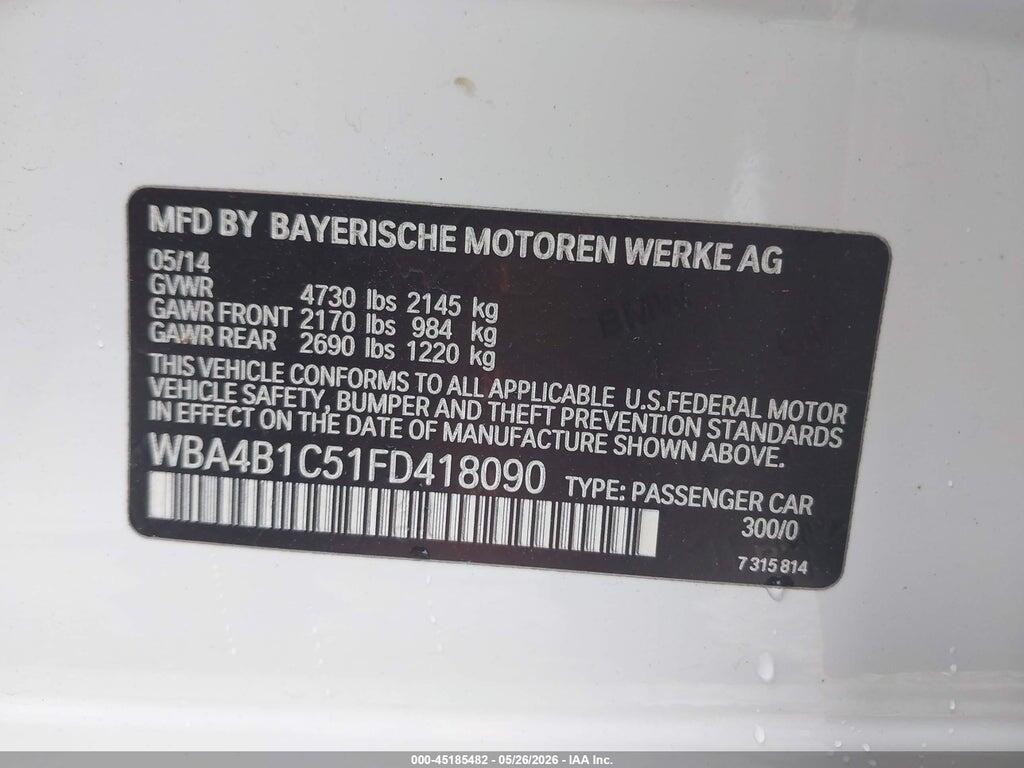WBA4B1C51FD418090 2015 BMW 435I GRAN COUPE photo no. 9