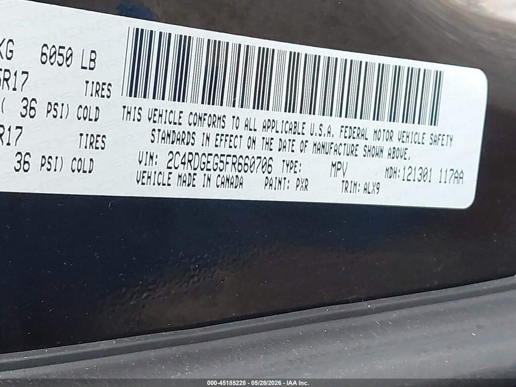 2C4RDGEG5FR660706 2015 DODGE GRAND CARAVAN photo no. 9
