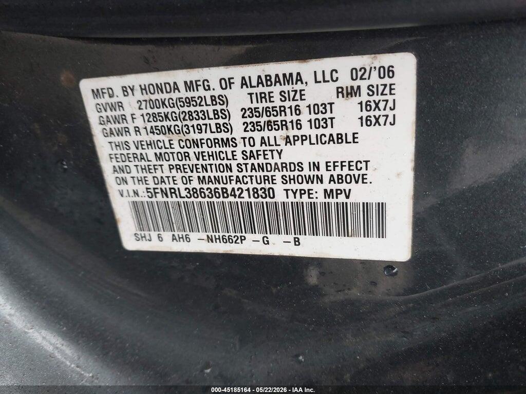 5FNRL38636B421830 2006 HONDA ODYSSEY photo no. 9