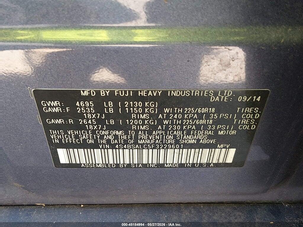 4S4BSALC5F3229601 2015 SUBARU OUTBACK photo no. 9