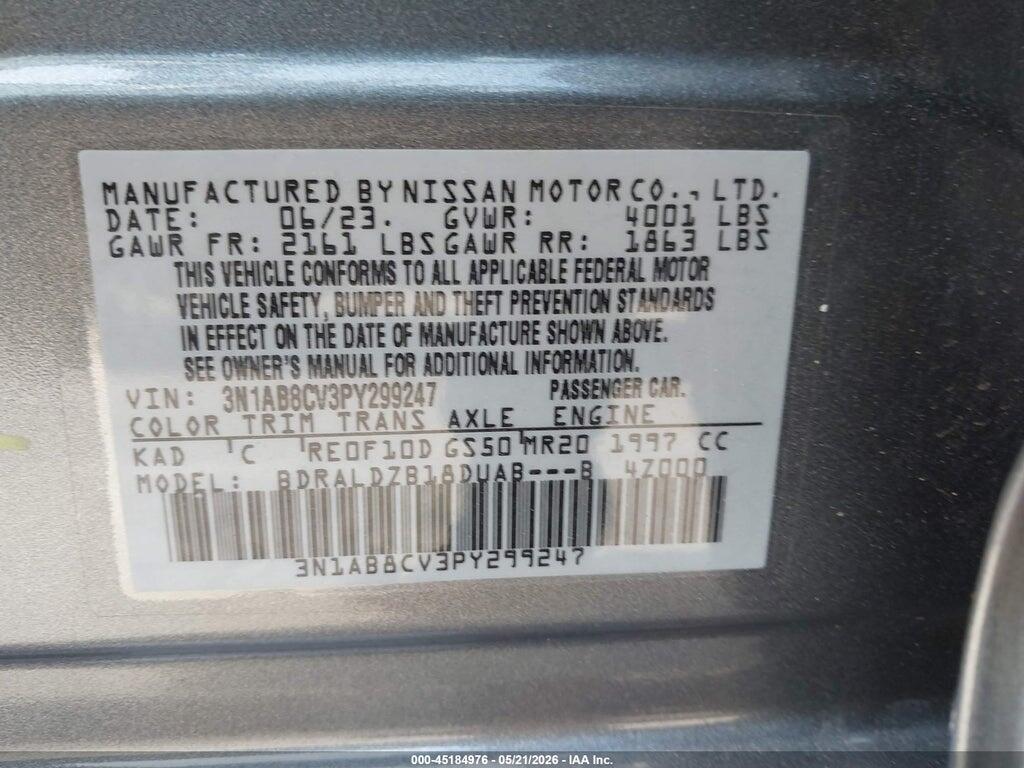 3N1AB8CV3PY299247 2023 NISSAN SENTRA photo no. 9
