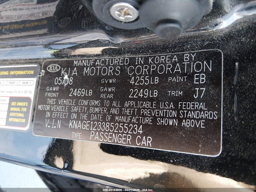 KNAGE123385255234 2008 KIA OPTIMA photo no. 9