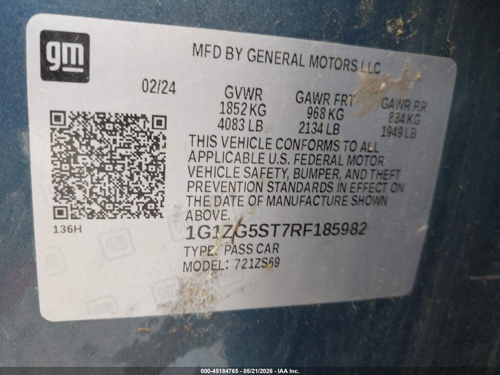 1G1ZG5ST7RF185982 2024 CHEVROLET MALIBU photo no. 9