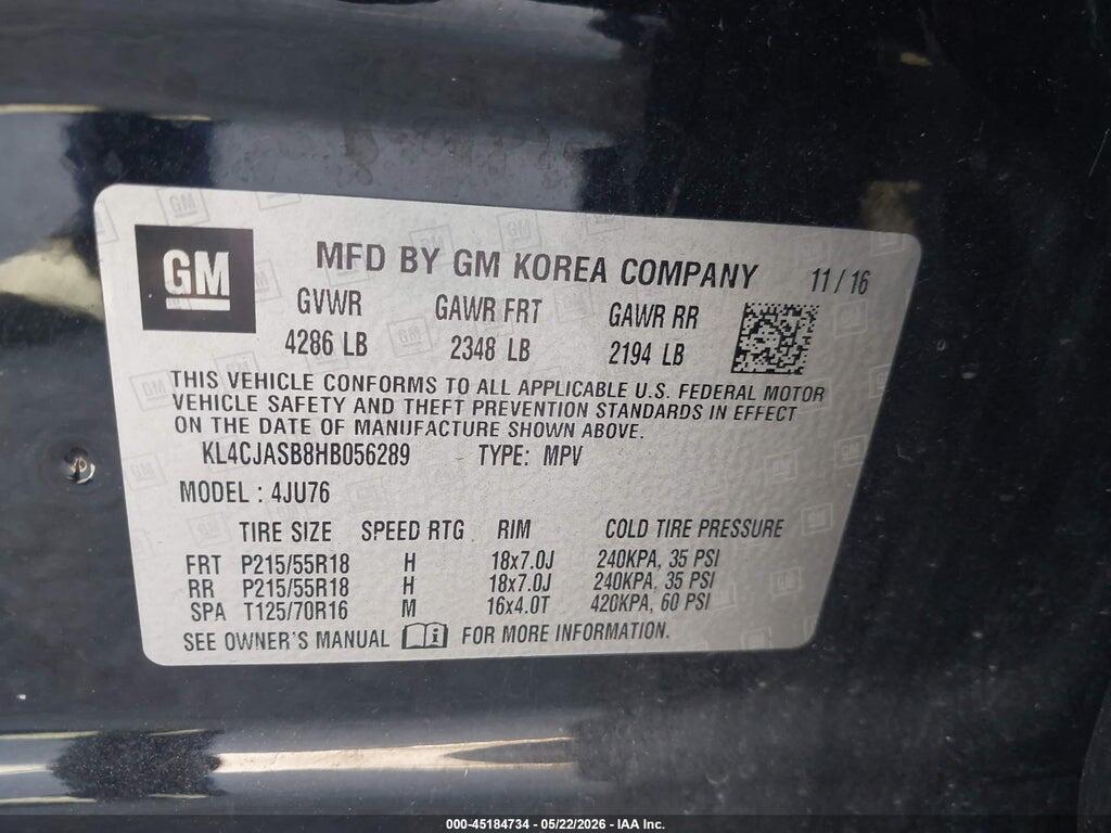 KL4CJASB8HB056289 2017 BUICK ENCORE photo no. 9
