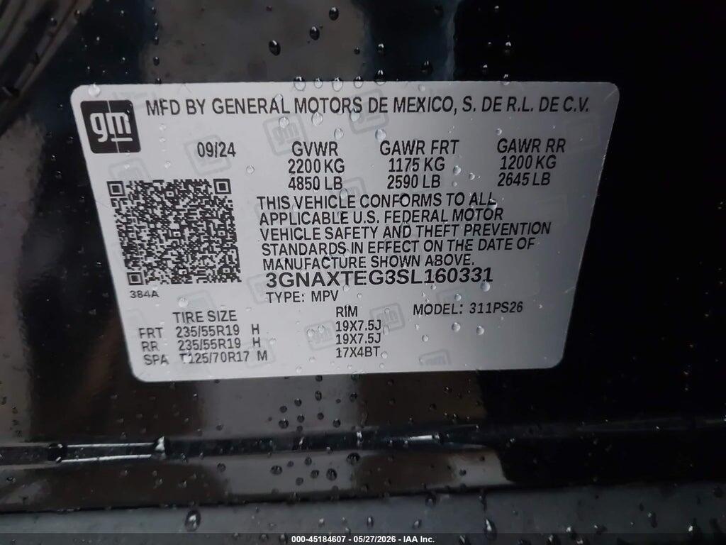 3GNAXTEG3SL160331 2025 CHEVROLET EQUINOX photo no. 9
