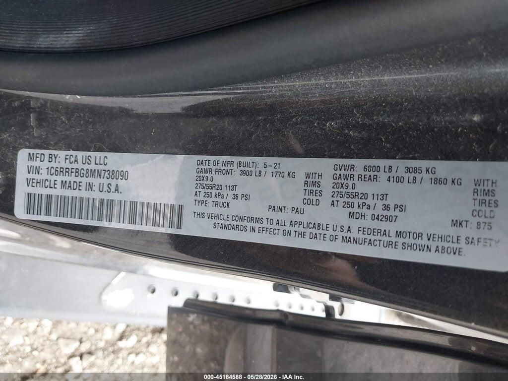 1C6RRFBG8MN738090 2021 RAM 1500 photo no. 9